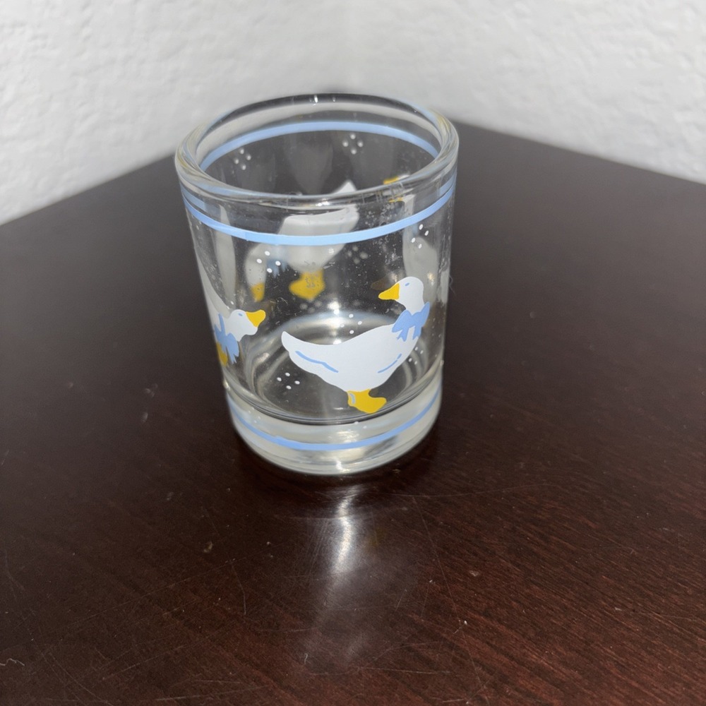 Vintage Goose‎ Votive Candle Holders / Indiana Glass Country Blue Geese